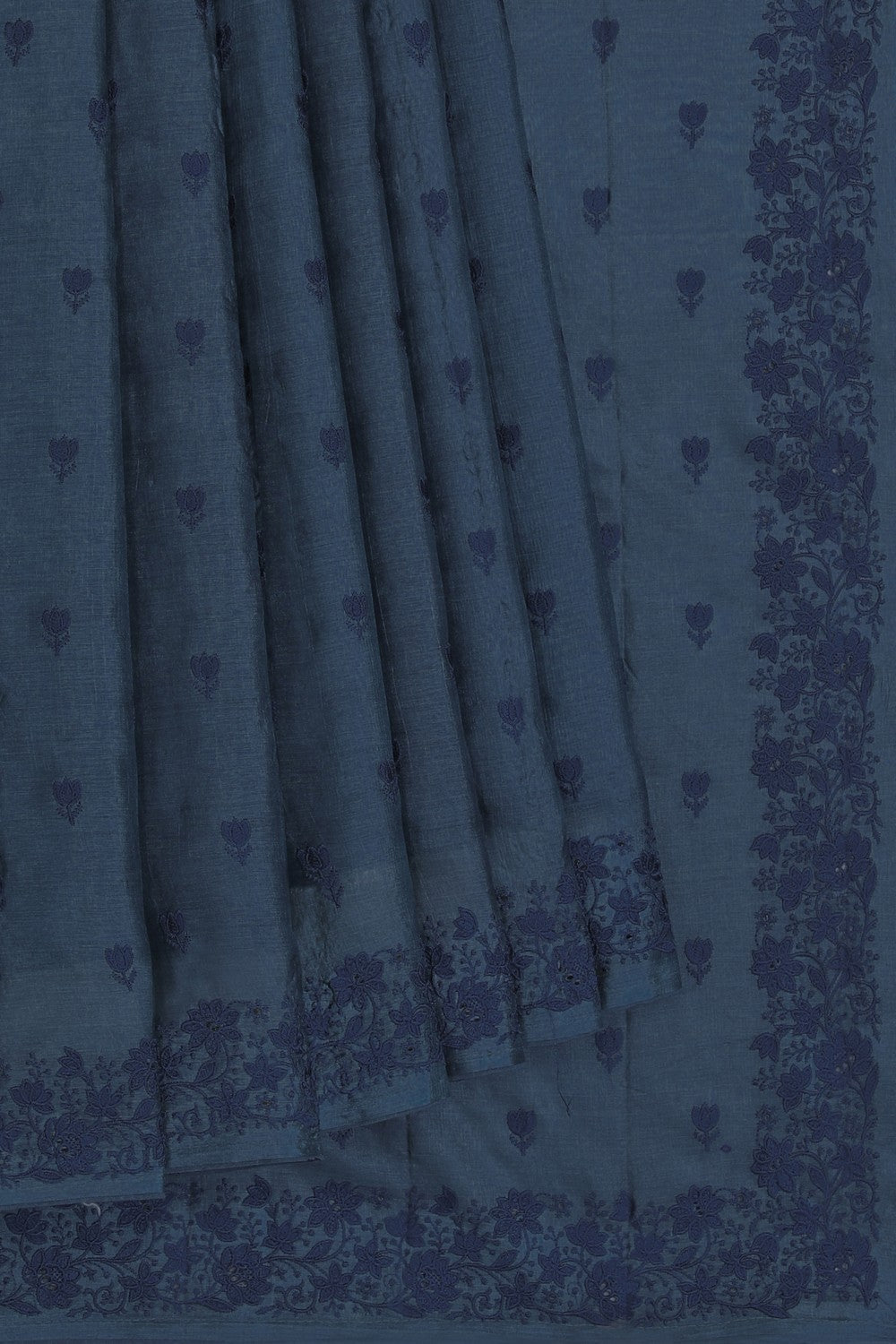 Image of Tussar Silk Embroidery Saree